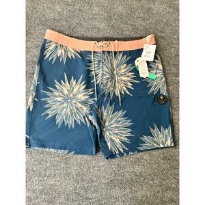 NWT Vissla Men's Oaxaca Dreams Board/ Swim Shorts Drawstring Blue Floral Size 38